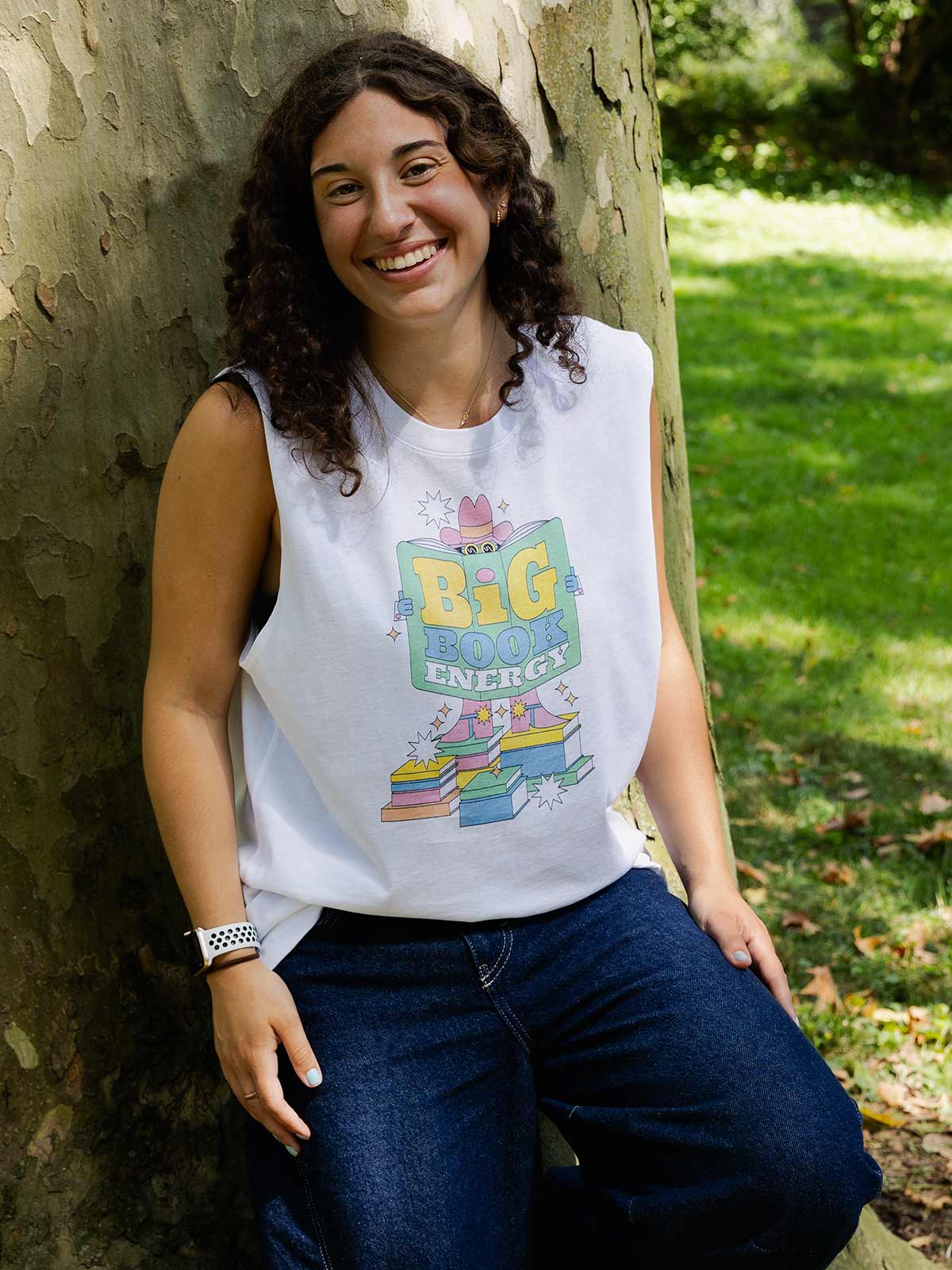 Big Book Energy Unisex Tank Top (Print Shop) - Image 2