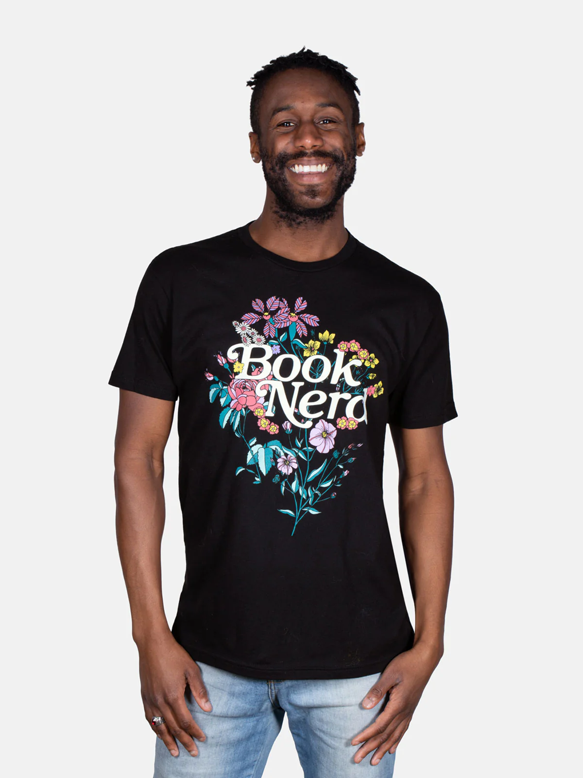 Book Nerd Floral Unisex T-Shirt - Image 2