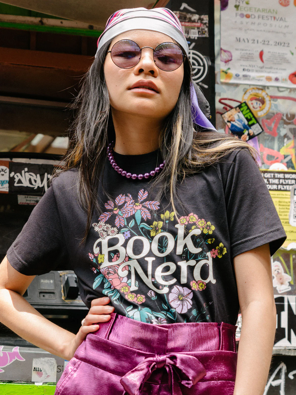 Book Nerd Floral Unisex T-Shirt - Image 3