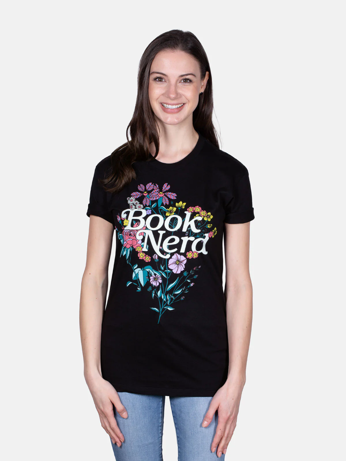 Book Nerd Floral Unisex T-Shirt - Image 4