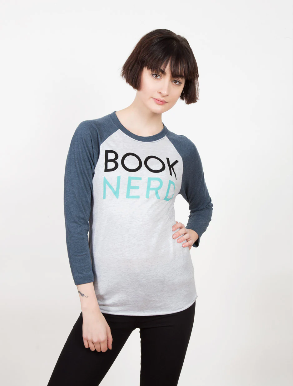 Book Nerd Unisex 3/4-Sleeve Raglan - Image 2