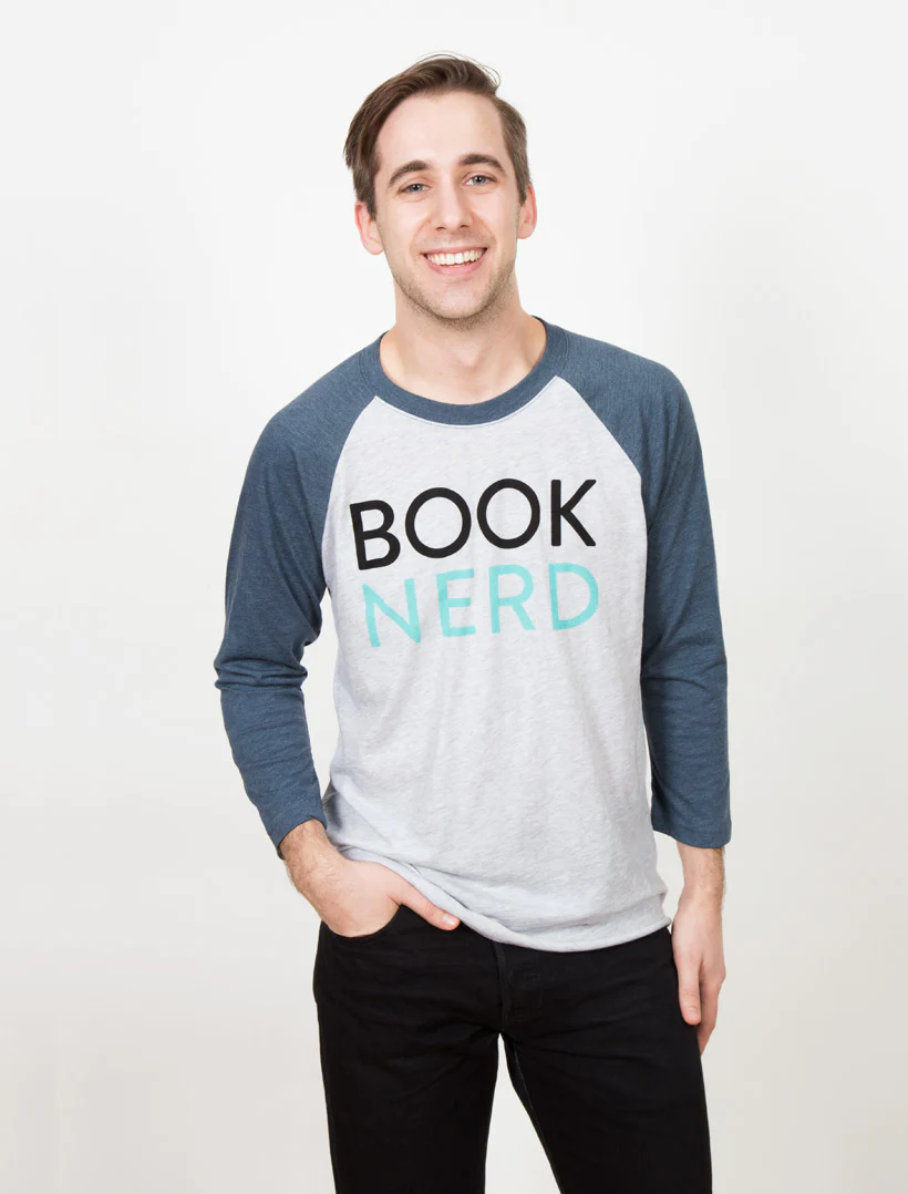 Book Nerd Unisex 3/4-Sleeve Raglan - Image 3