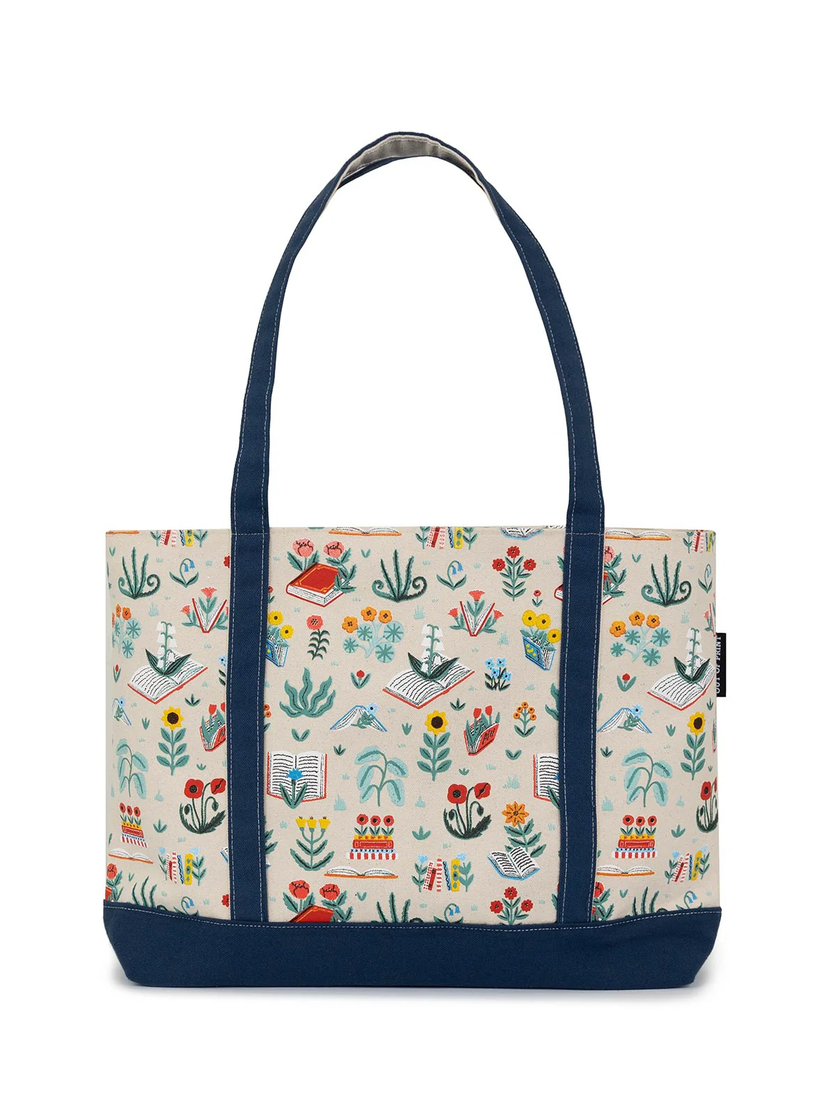 Books & Blooms large zippered tote - Image 3