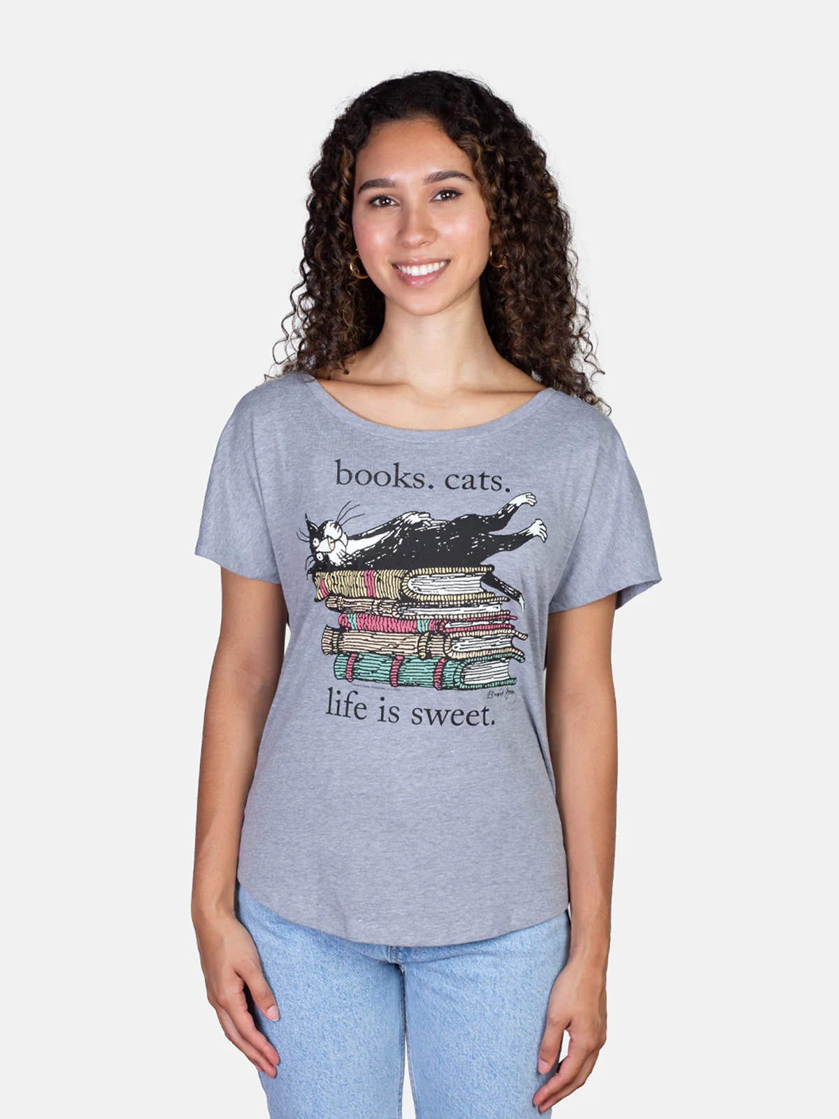 Books. Cats. Life is Sweet. Women’s Relaxed Fit T-Shirt - Image 2