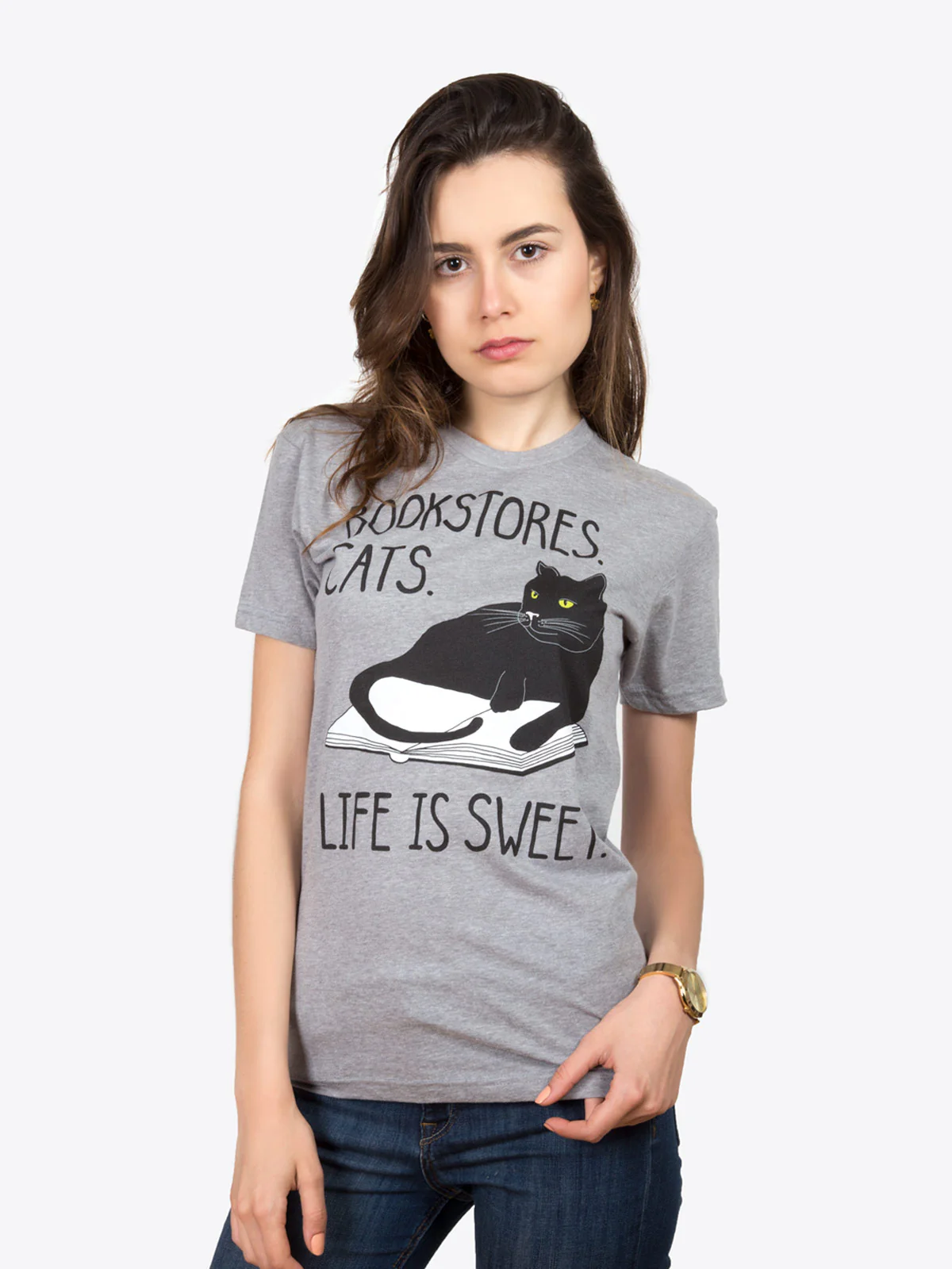 Bookstore Cats Unisex T-Shirt - Image 3