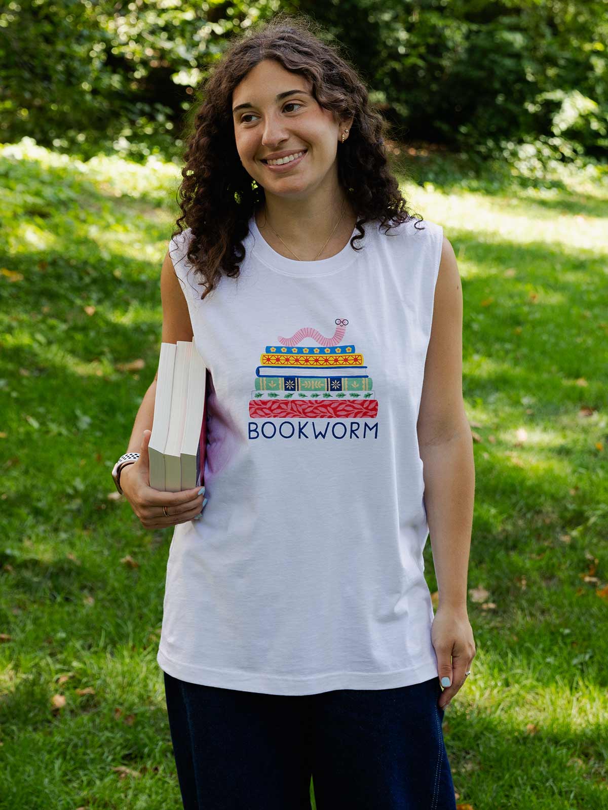 Bookworm Unisex Tank Top (Print Shop) - Image 2