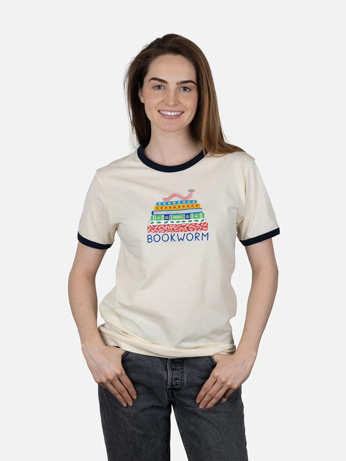Bookworm Unisex Ringer T-Shirt - Image 2