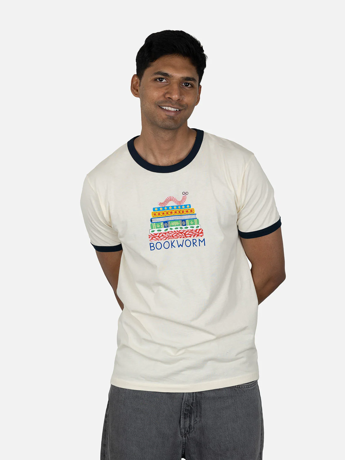 Bookworm Unisex Ringer T-Shirt - Image 3