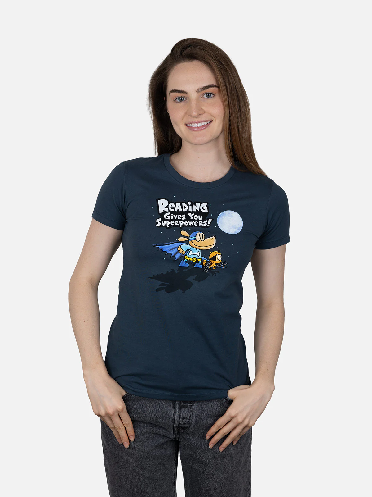 Dog Man: Reading Gives You Superpowers Women’s Crew T-Shirt - Image 2
