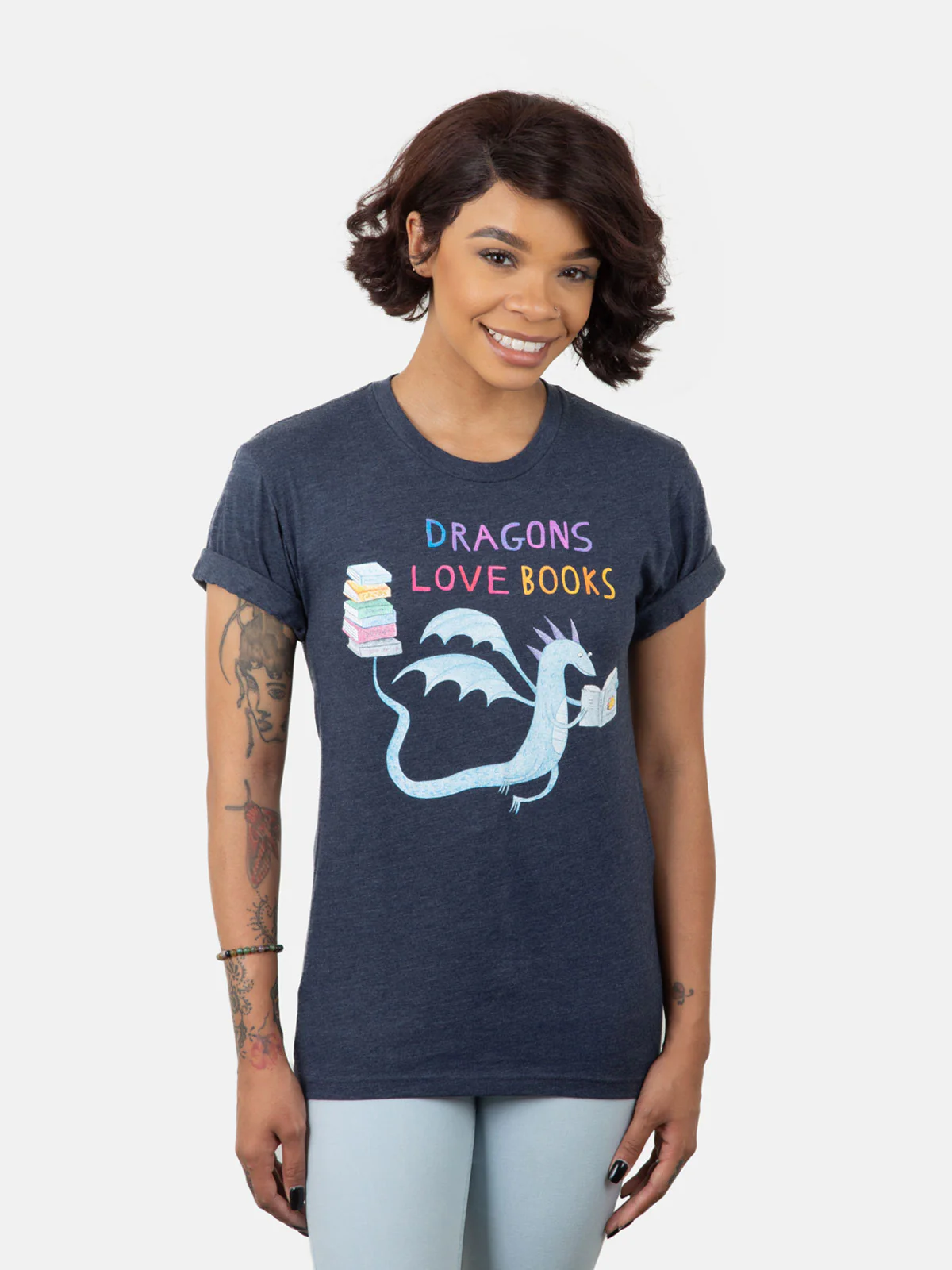 Dragons Love Books Unisex T-Shirt - Image 3