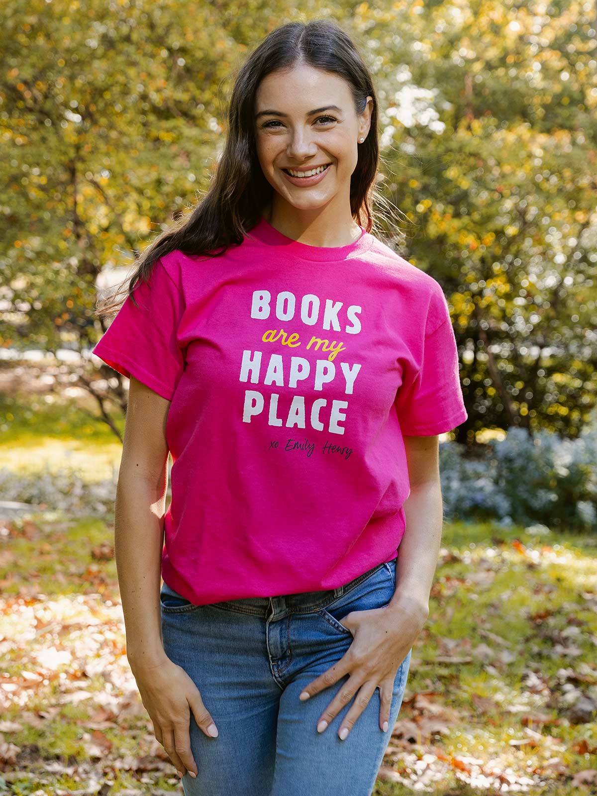 Emily Henry: Books Are My Happy Place Unisex T-Shirt - Image 3