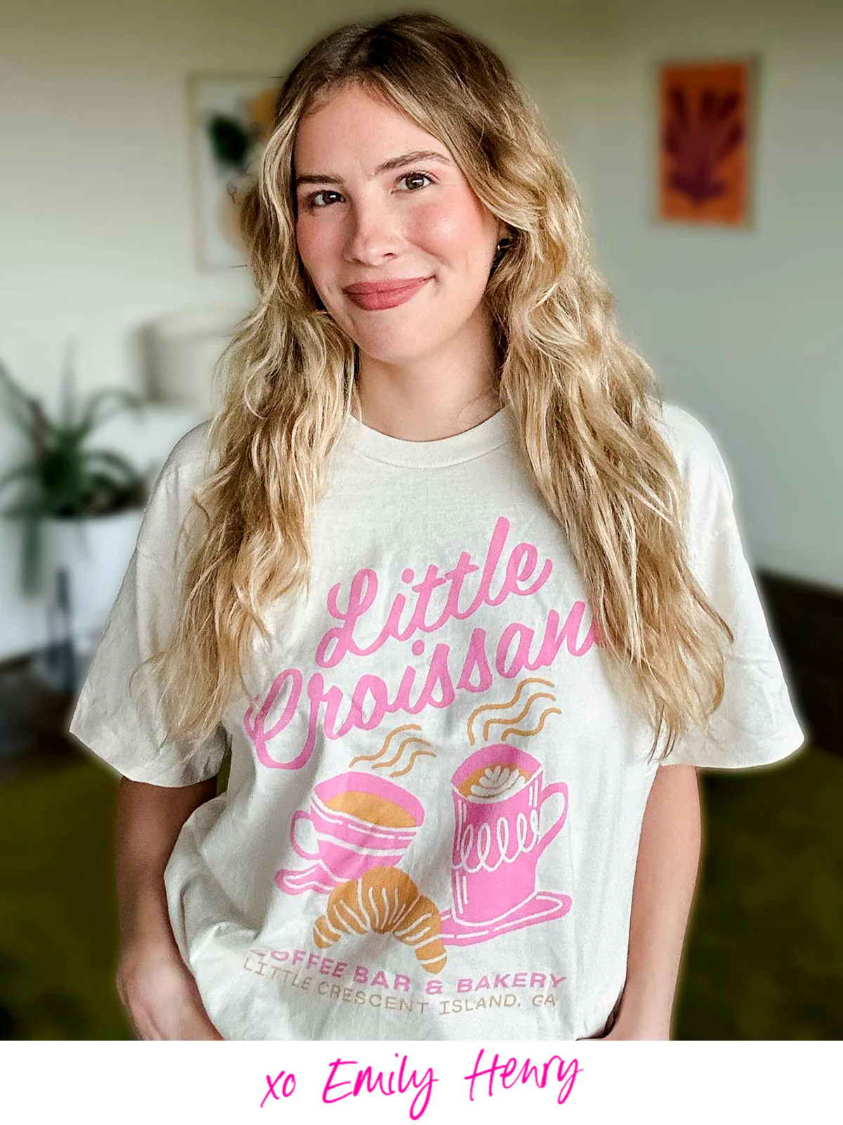 Emily Henry: Little Croissant Coffee Bar Unisex T-Shirt - Image 2