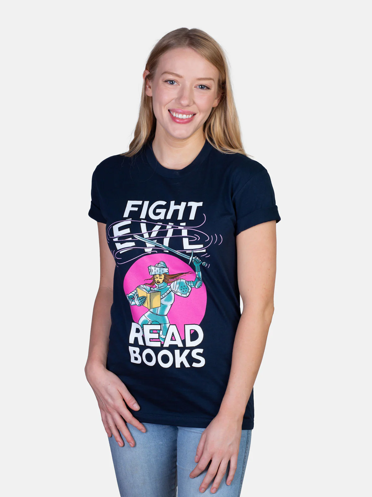 Fight Evil, Read Books Unisex T-Shirt (2021) - Image 3