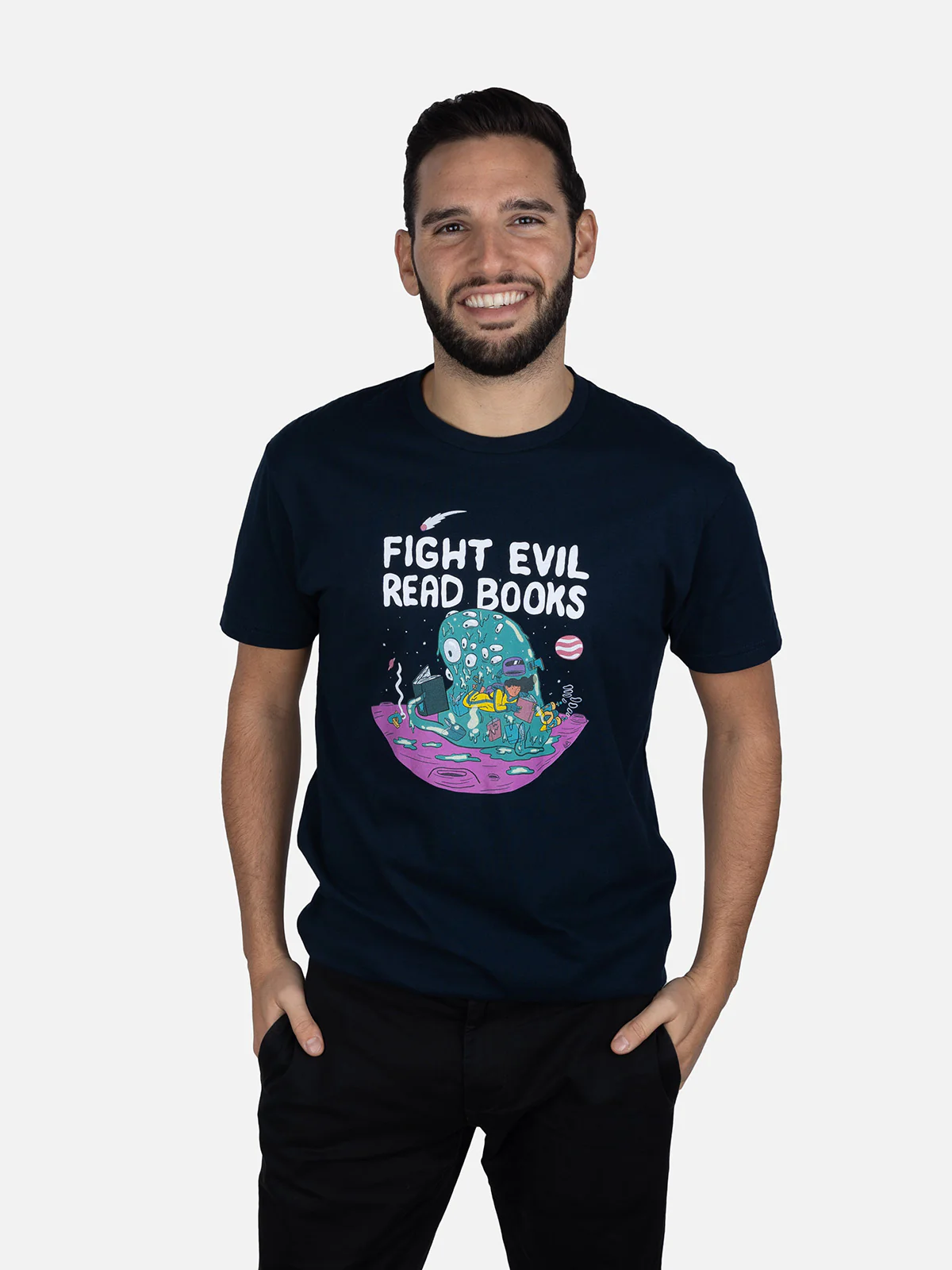 Fight Evil, Read Books Unisex T-Shirt (2023) - Image 2