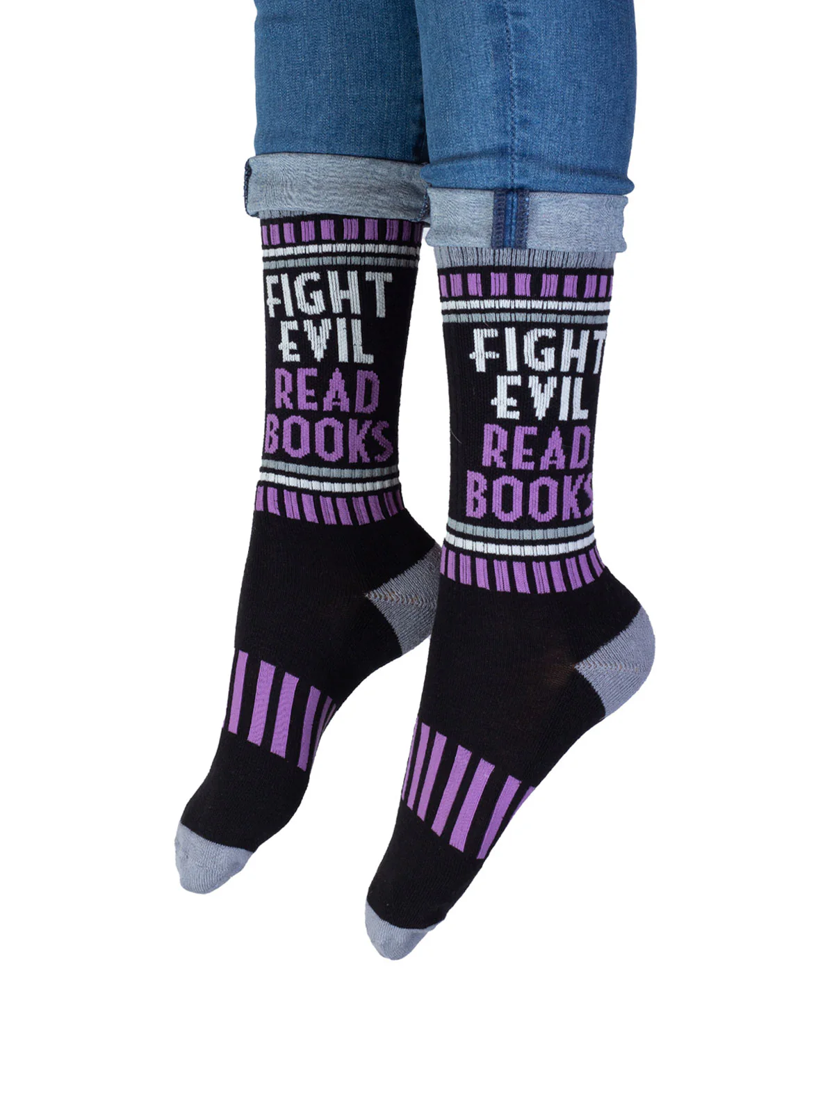 Fight Evil, Read Books gym socks - Image 2