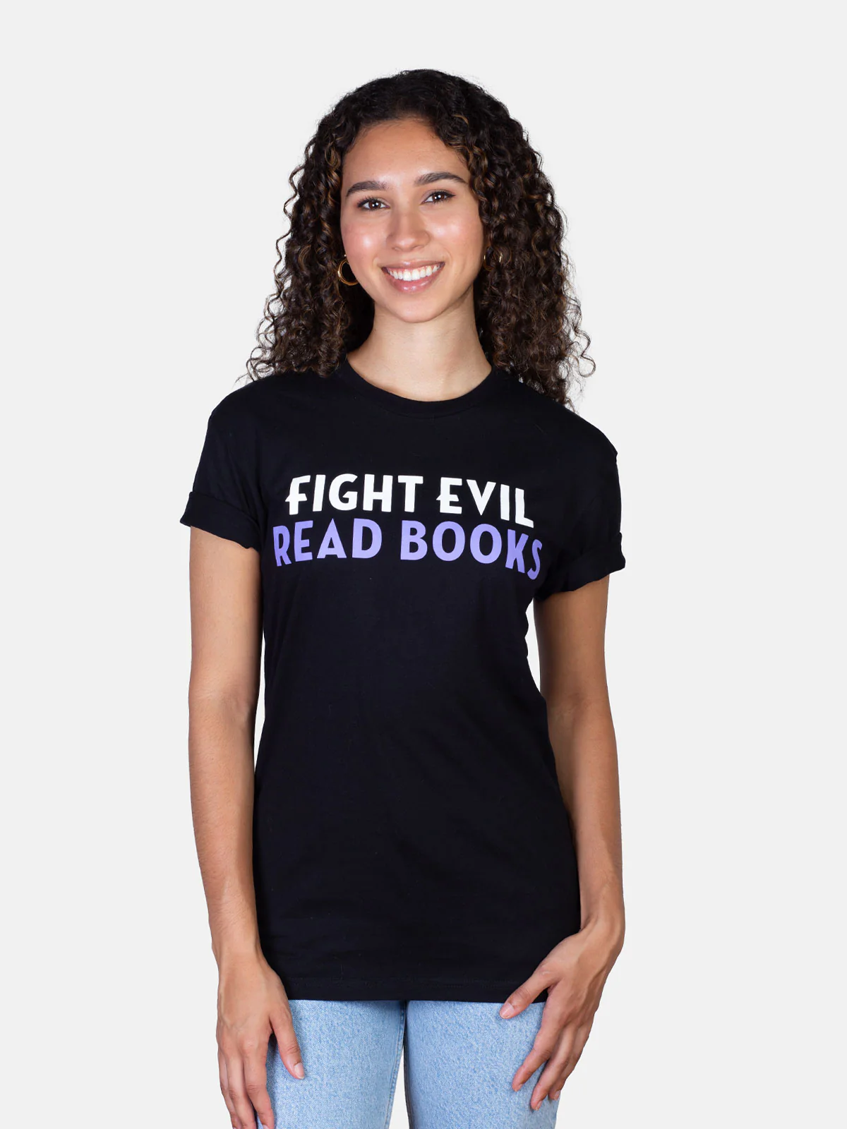 Fight Evil, Read Books Unisex T-Shirt - Image 3