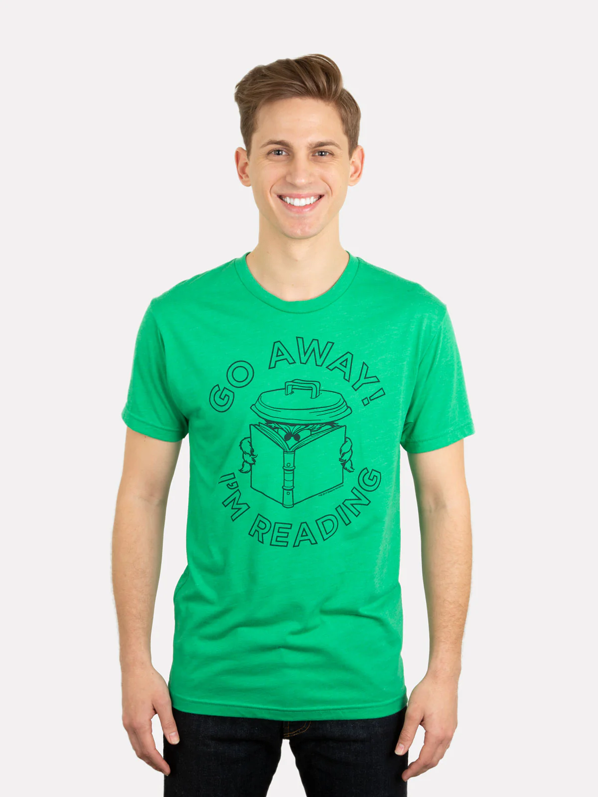 Sesame Street Oscar the Grouch - Go Away I'm Reading Unisex T-Shirt - Image 2