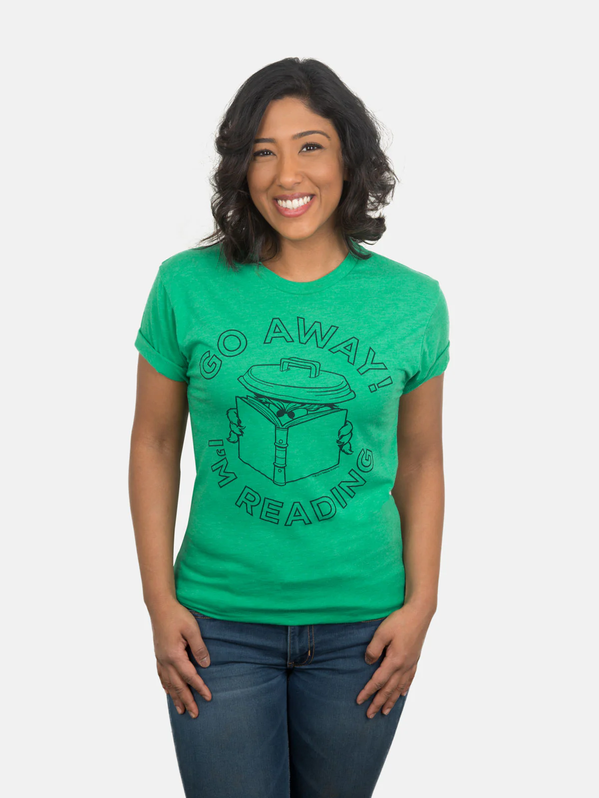 Sesame Street Oscar the Grouch - Go Away I'm Reading Unisex T-Shirt - Image 3