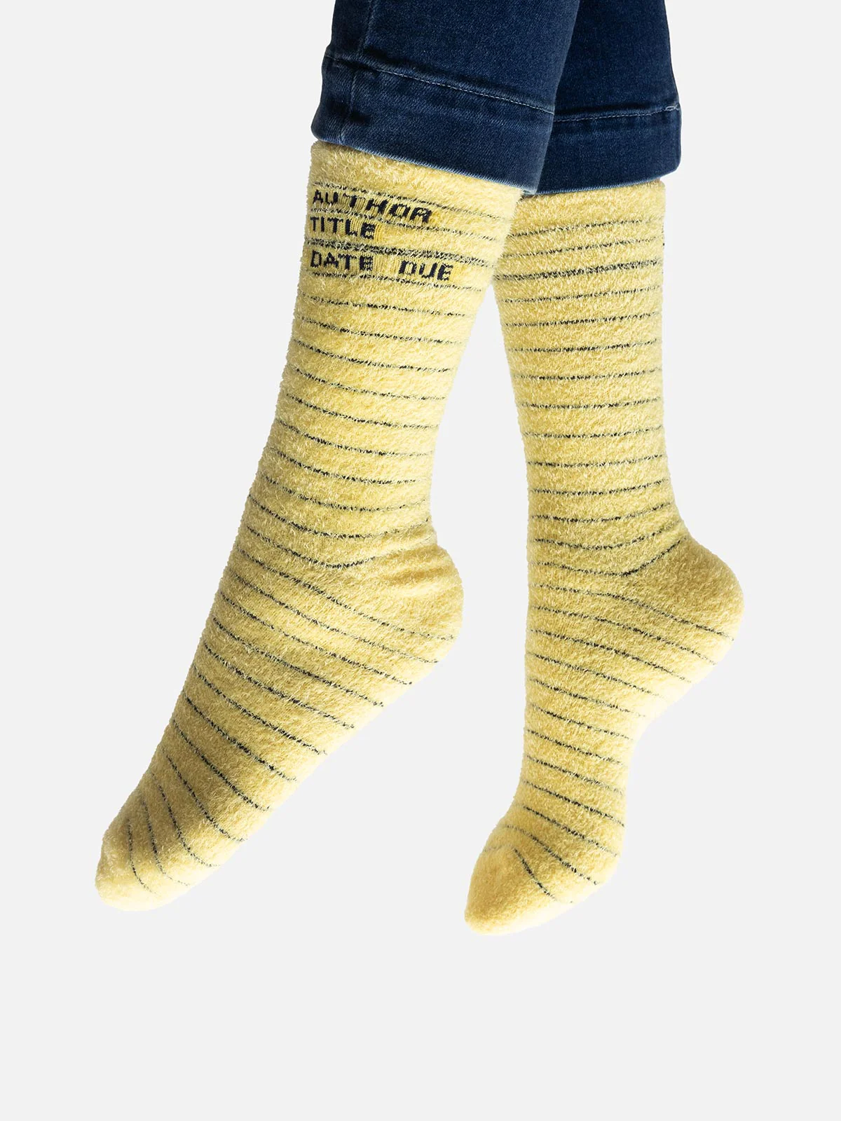 Library Card Yellow cozy socks - Image 2