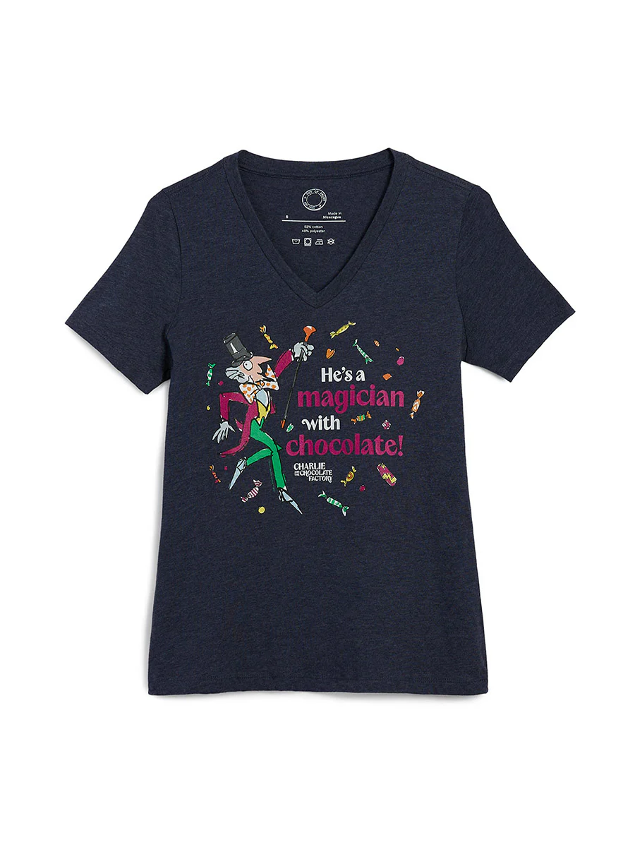 Charlie and the Chocolate Factory: Magician with Chocolate Women’s V-Neck T-Shirt (Print Shop)
