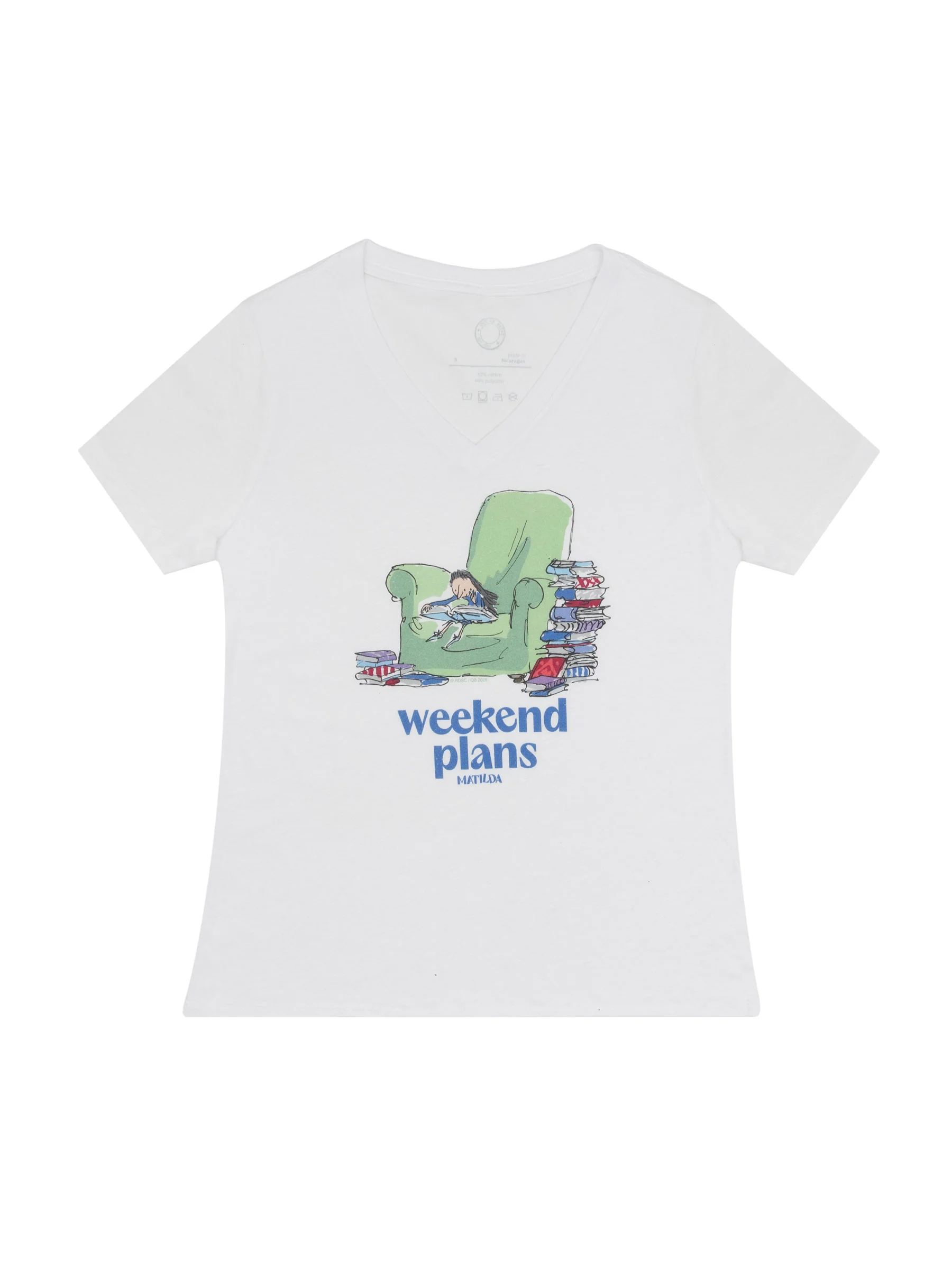 Matilda: Weekend Plans Women’s V-Neck T-Shirt (Print Shop)