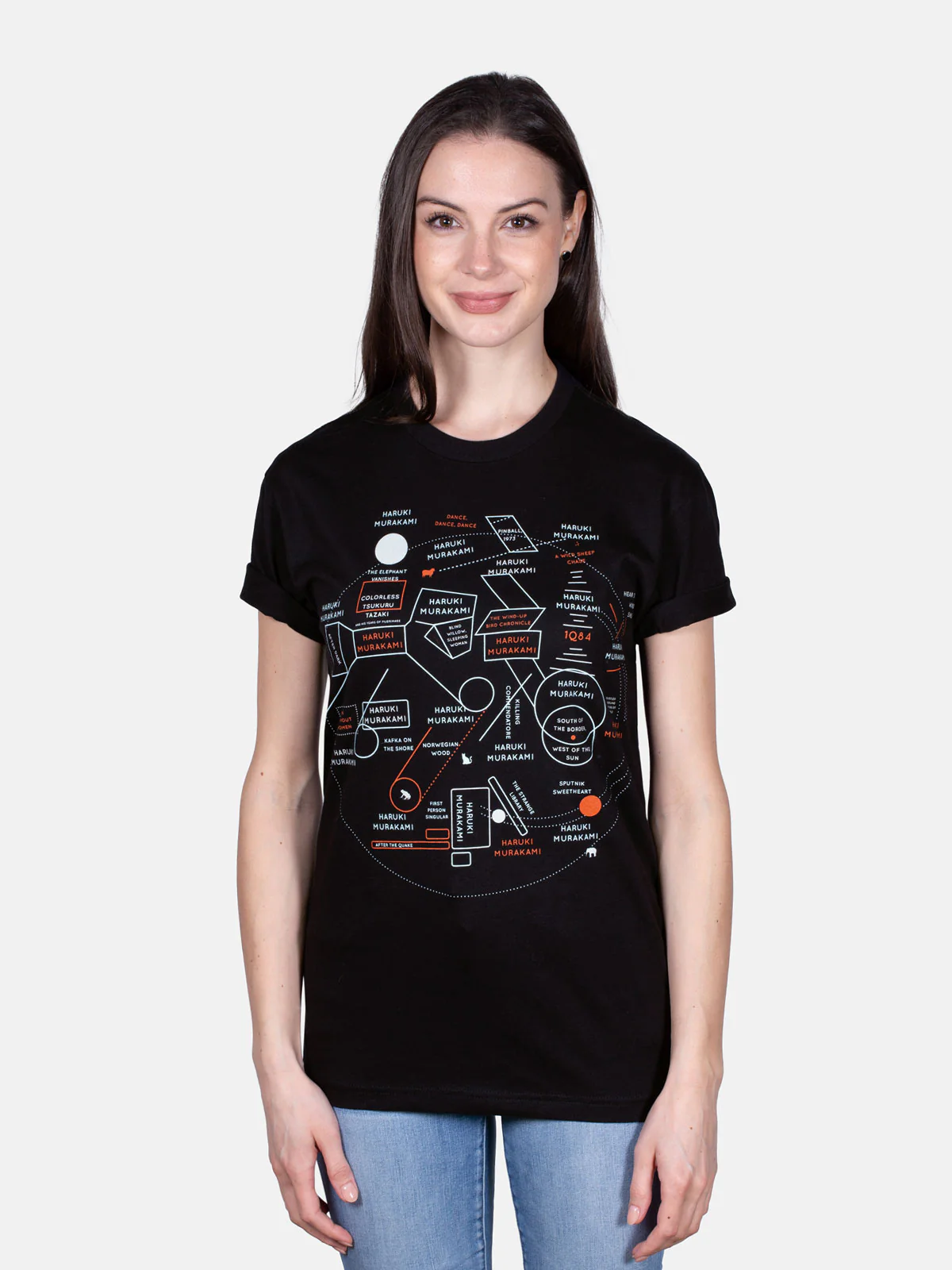 Murakami Novels Map Unisex T-Shirt - Image 3