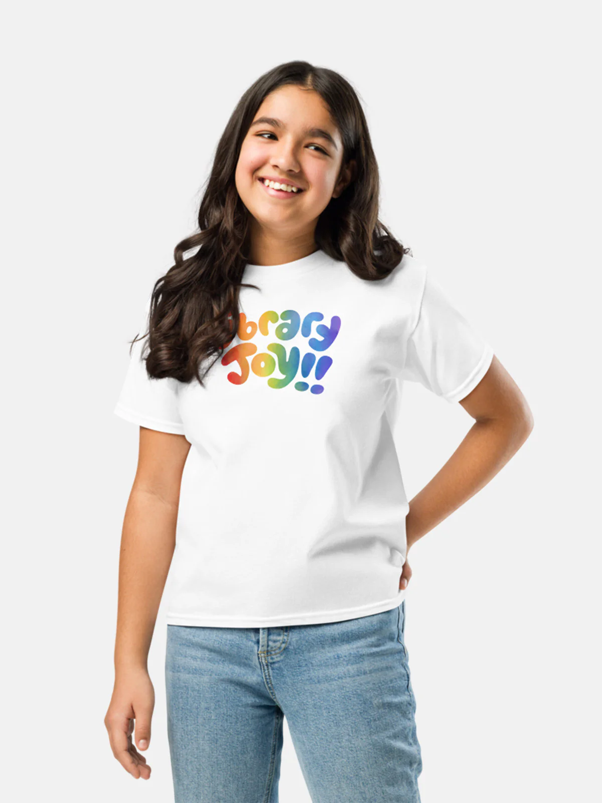 Mychal Threets: Library Joy Youth White T-Shirt (Print Shop) - Image 3
