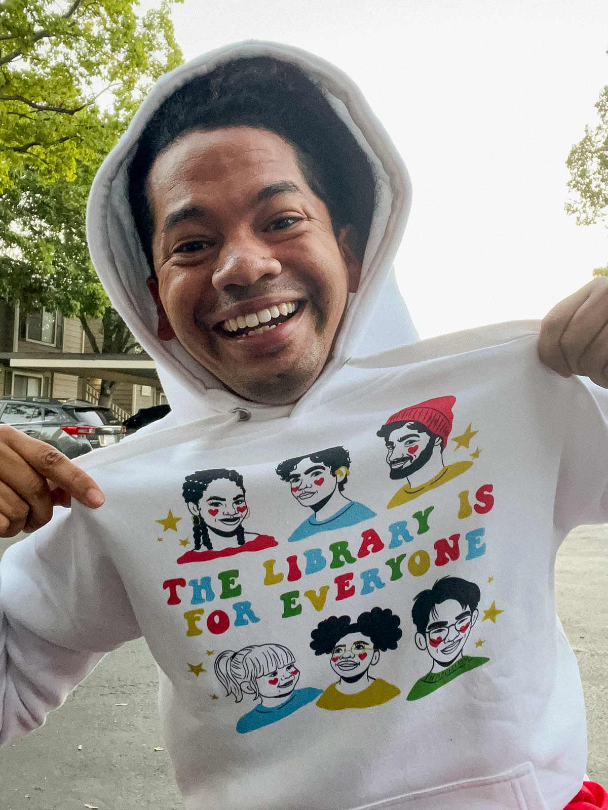 Mychal Threets: The Library is for Everyone Unisex Hoodie (Print Shop) - Image 2