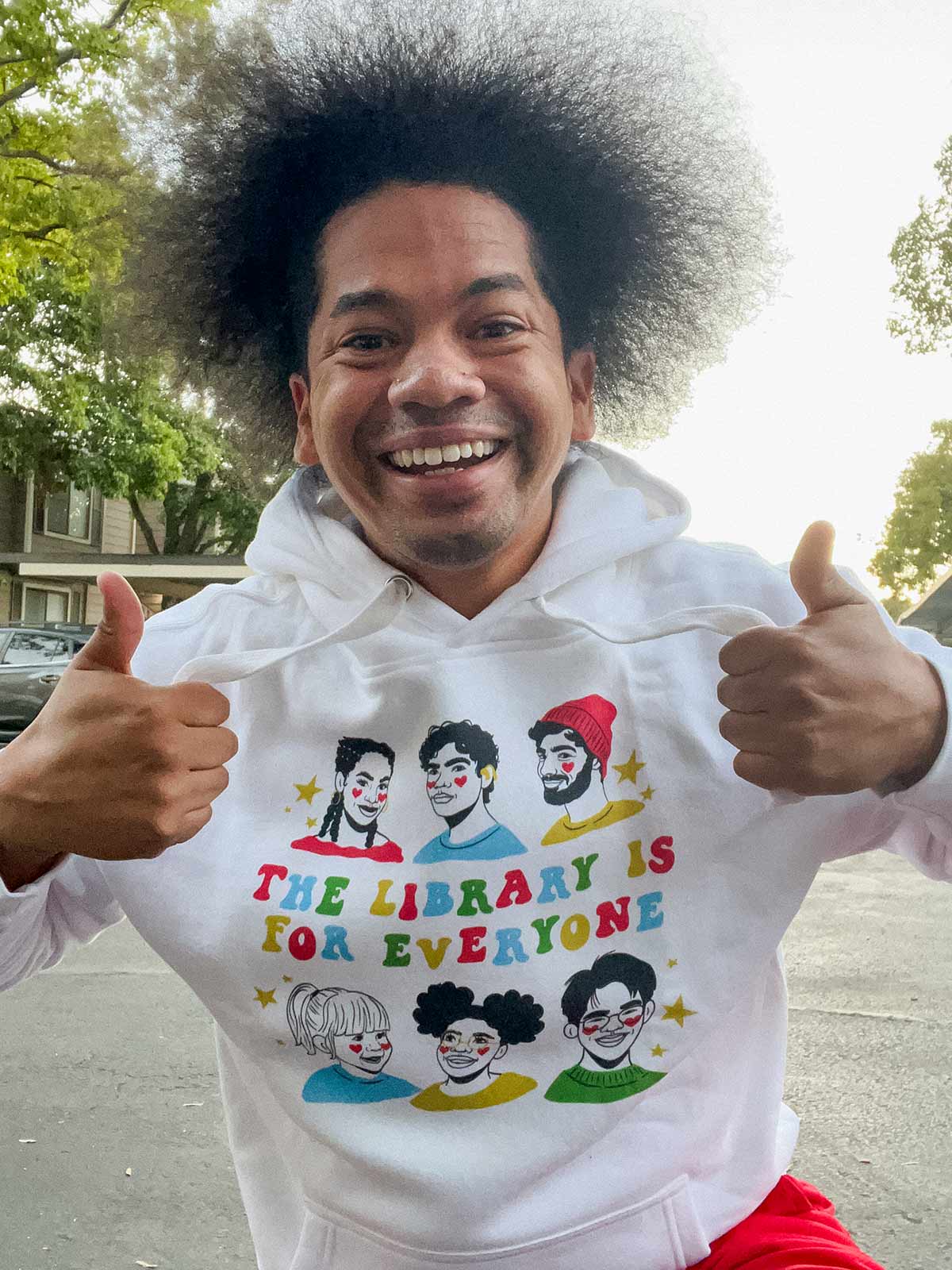 Mychal Threets: The Library is for Everyone Unisex Hoodie (Print Shop) - Image 3