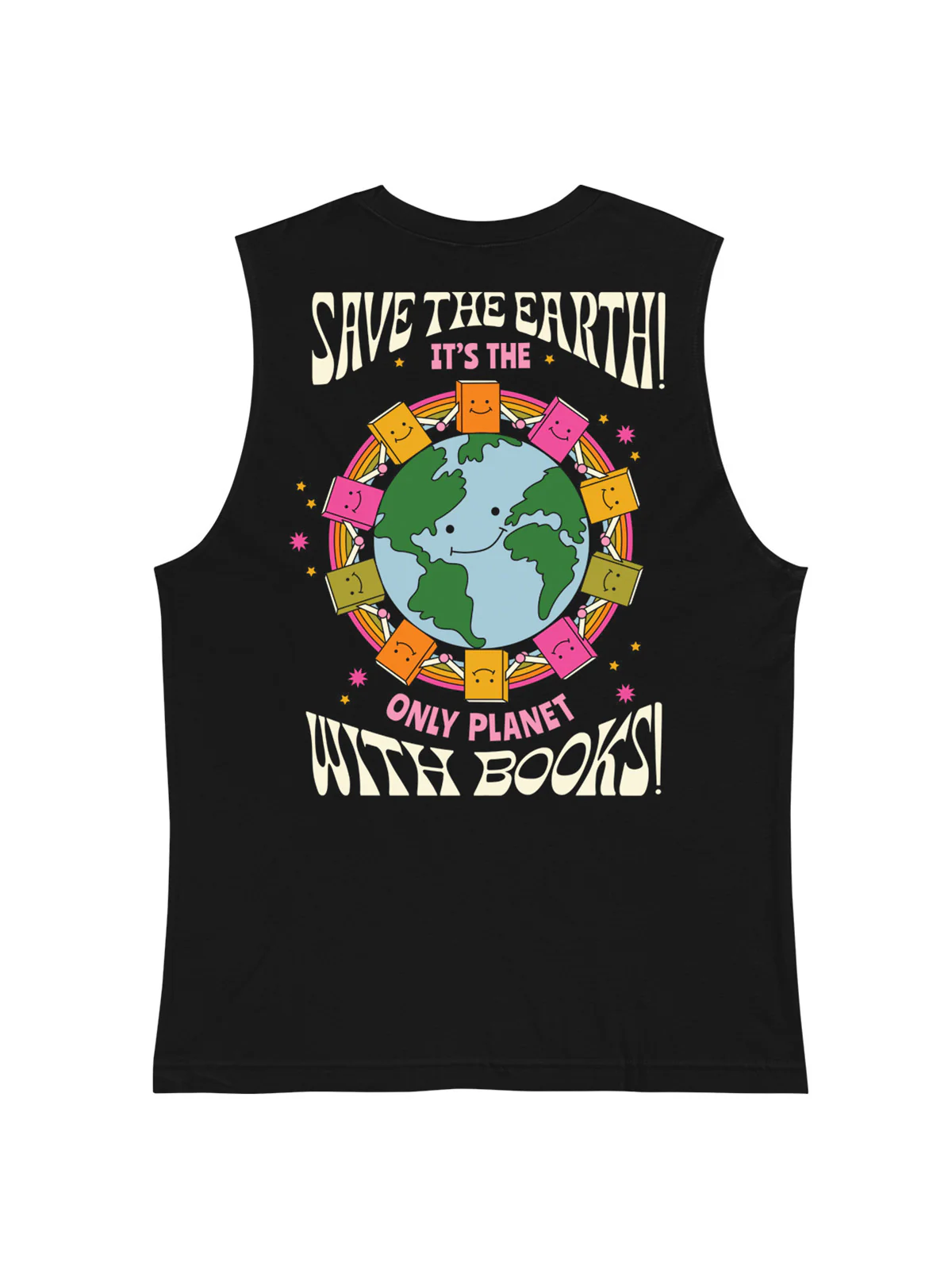 Only Planet with Books Unisex Tank Top (Print Shop) - Image 2