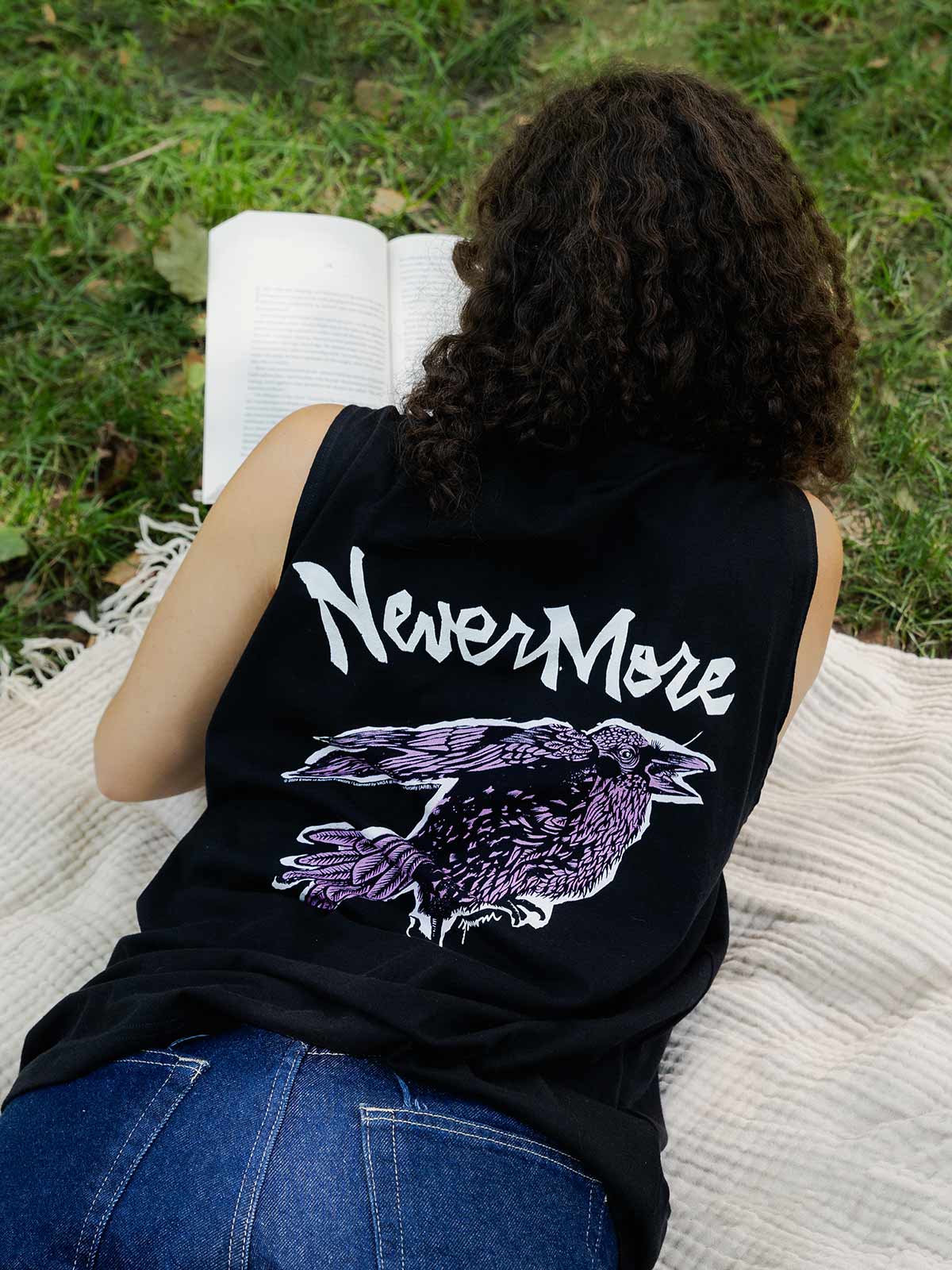 Edgar Allan Poe Nevermore Raven Unisex Tank Top (Print Shop) - Image 3