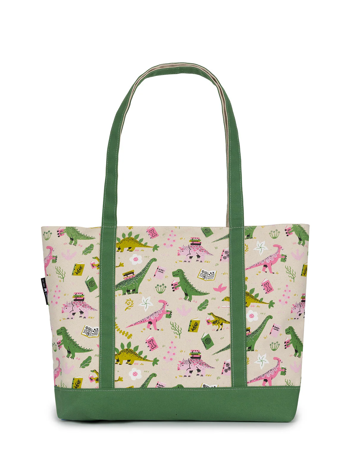 Dinosaur Reads large zippered tote - Image 2