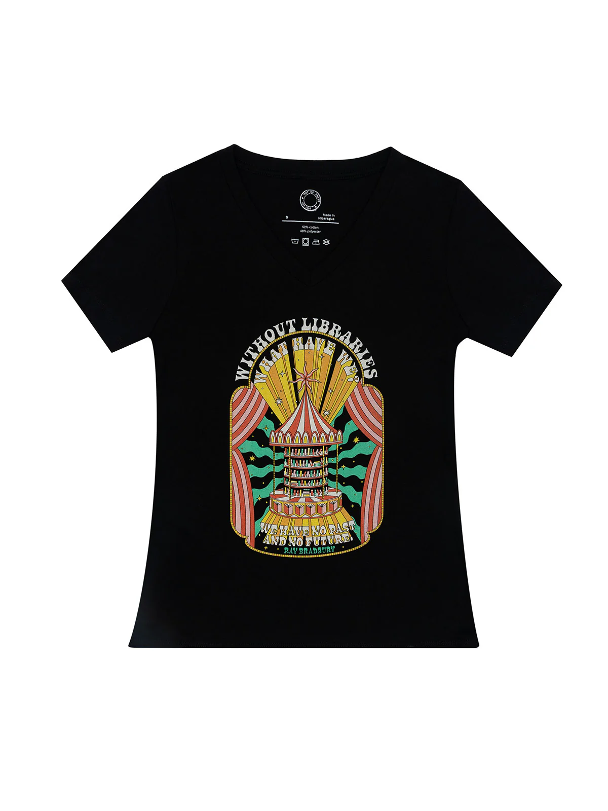 Ray Bradbury: Without Libraries Women's V-Neck T-Shirt (Print Shop)