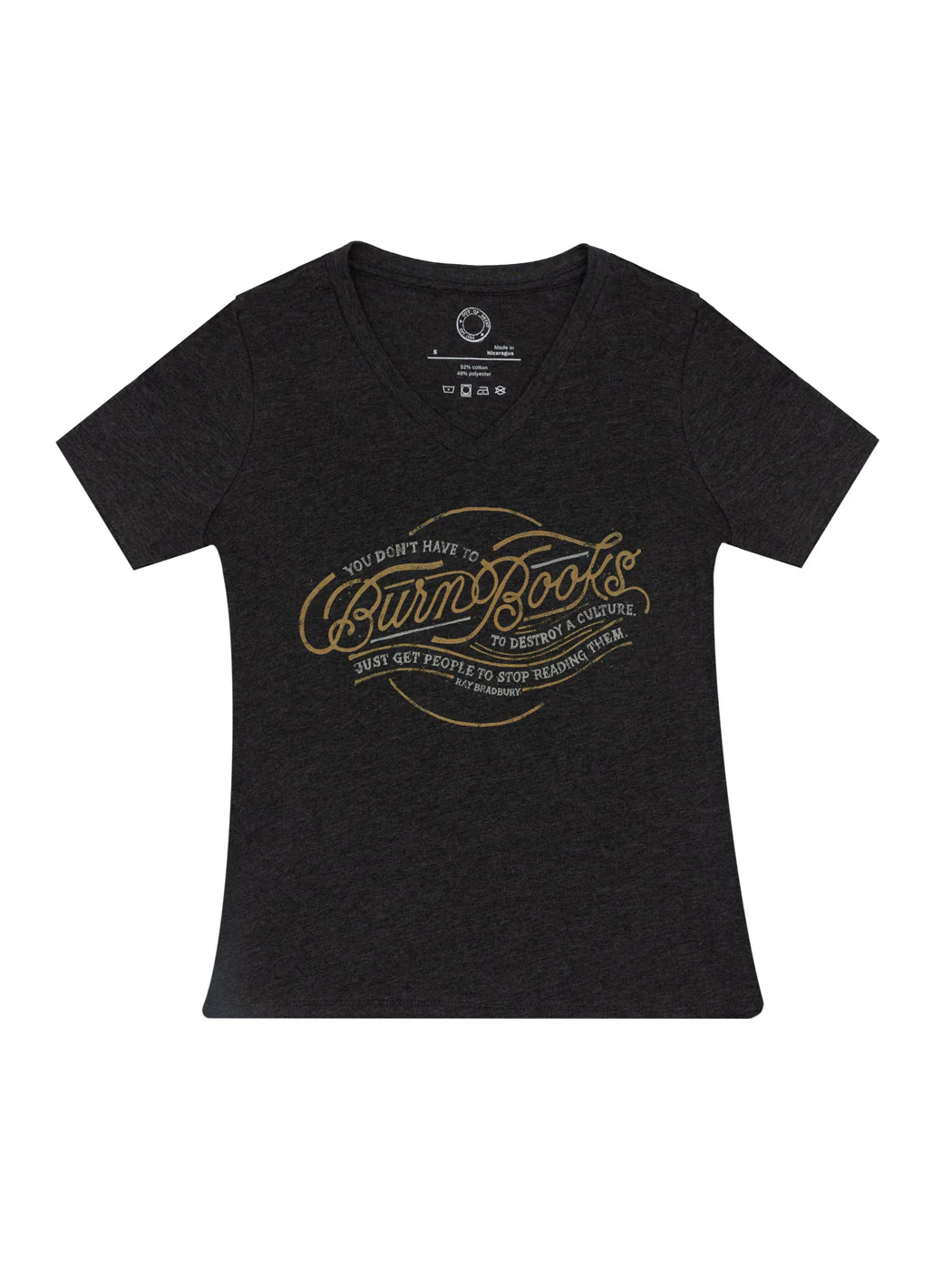 Ray Bradbury: You Don't Have to Burn Books Women's V-Neck T-Shirt (Print Shop)