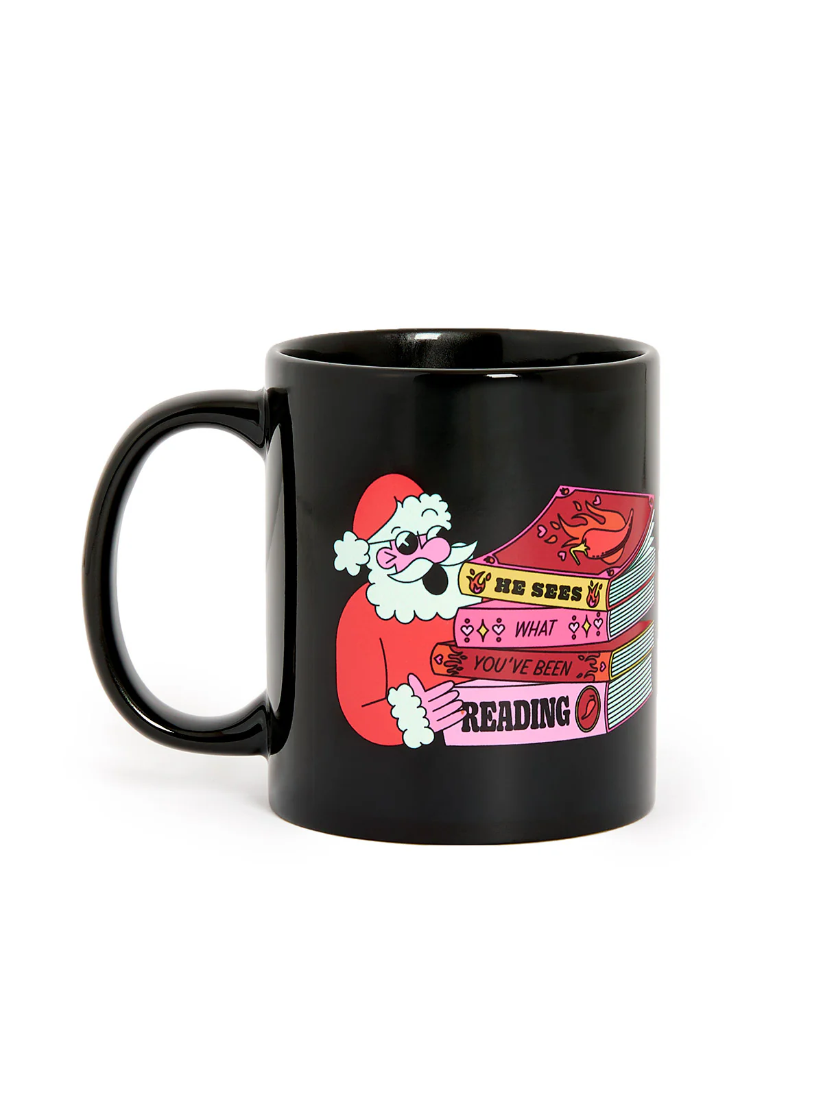 Santa: He Sees What You've Been Reading Mug (Print Shop)