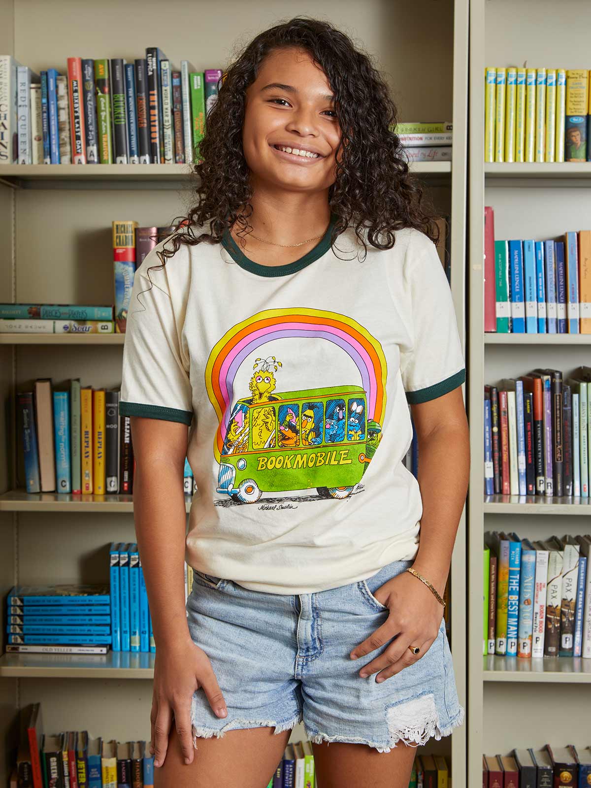 Sesame Street Bookmobile Unisex Ringer T-Shirt - Image 4