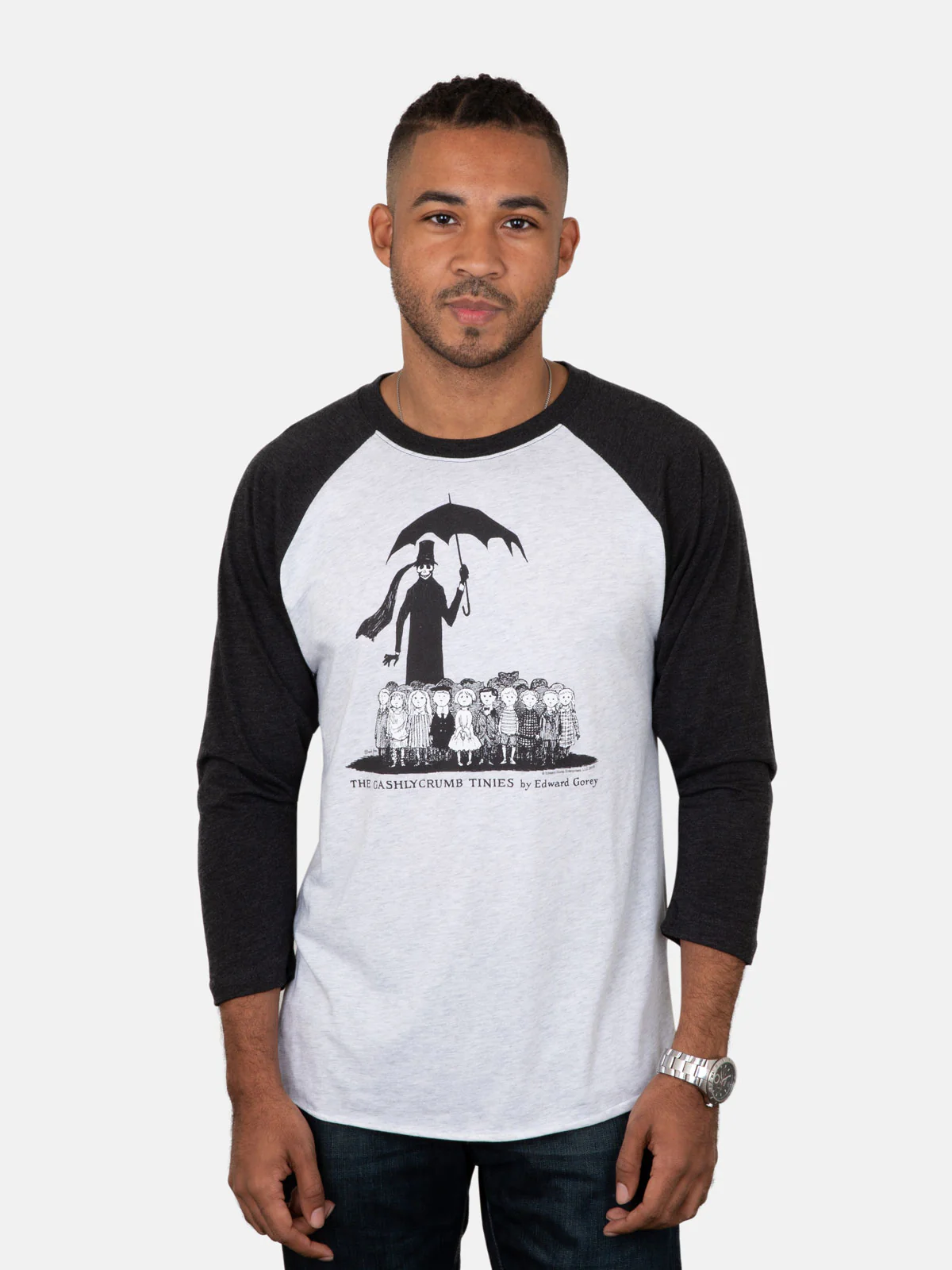 The Gashlycrumb Tinies Unisex 3/4-Sleeve Raglan - Image 2