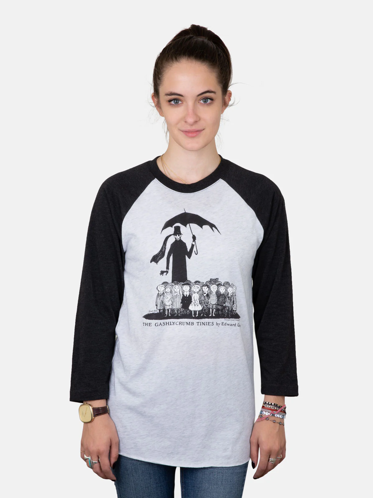 The Gashlycrumb Tinies Unisex 3/4-Sleeve Raglan - Image 3