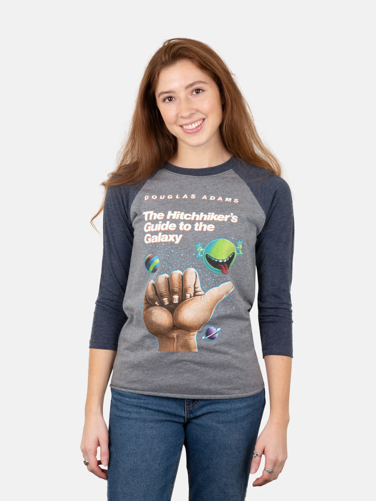 The Hitchhiker's Guide to the Galaxy Unisex 3/4-Sleeve Raglan - Image 2